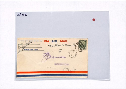 CANADA KGV Cover AIR MAIL Pilot Signed CHERRY RED 10c Stamp Lac la Ronge ZF142 - Picture 5 of 8