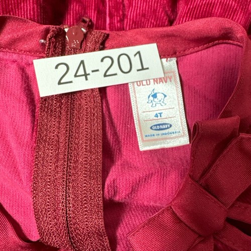 Old Navy Girls Sz 4T Fuscia Pink Floral Corduroy Long Sleeve Dress - Picture 3 of 3