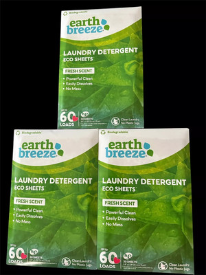 (3-Packs) Earth Breeze Laundry Detergent Eco-Sheets  Fresh Scent -New