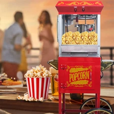  Movie Theater Popcorn Machine Maker Popper with Cart and 8 oz Kettle 650W