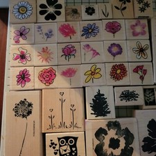 Lot of 50 Wood Backed Rubber Stamps