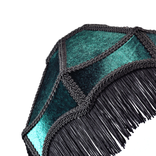 Traditional Victorian Empire Lampshade in Dark Emerald Velvet with Tassels by... - Picture 3 of 7