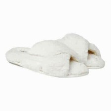Dearfoam Women's Plush Pile Upper Crossband Slippers No Sweat Comfort Muslin