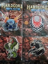 Grim Reaper Skull Biker Patch  Lot of 4 Embroidered Iron Sew FREE SHIPPING
