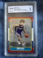 2008 Fleer Robin Lopez #176 1986 Style Rookie card graded 9