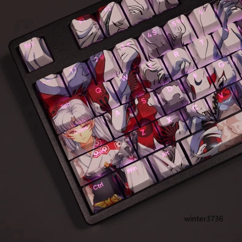 Anime Sesshoumaru Light-Transmitting Keycaps PBT Anime Cherry 108Key DIY Gift - Image 3 of 4