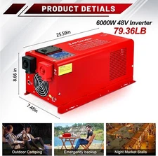 3kW~6kW Low Frequency Solar Inverter for Home RVs Camping with Battery Charger