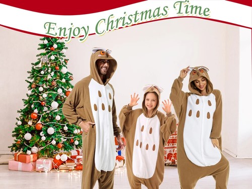 Kids Owl Pajamas Unisex Soft One-piece Sleepwear Christmas Cute Cosplay Costumes - Picture 7 of 12