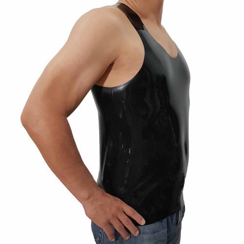 Brand New Latex Rubber Gummi Black Undershirt Muscle shirt (one size) - Picture 2 of 8