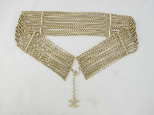 CHANEL Vintage Gold Tone Costume Jewelry Chain-Link Logo Belt Coin 3 Hanging CHANEL Vintage Gold Tone Costume Jewelry Chain-Link Logo  main image 3