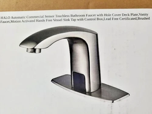 Automatic Commercial Sensor Touchless Bathroom Faucet Hands Free Brushed Nickel