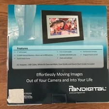 Panimage Pandigital LED Digital Photo Frame 7"  Wood Frame-Adapter-Remote-Guide