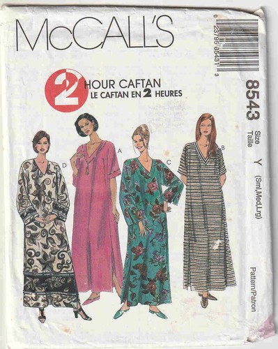 McCalls 8543 V-Neckline Maxi Dress Caftan Sewing Pattern Sizes S-M-L - Picture 1 of 2