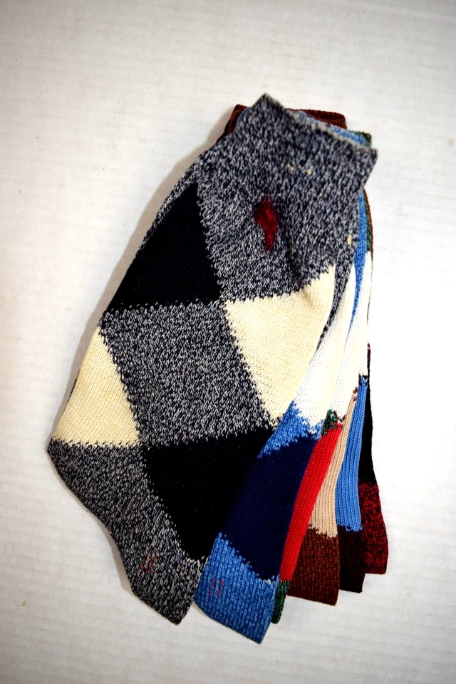 Calcetines Vintage Genuinos Argyle Tweed Tonos Vendedor 6 Calcetín Rueda de Exhibición Foto 2 de 3