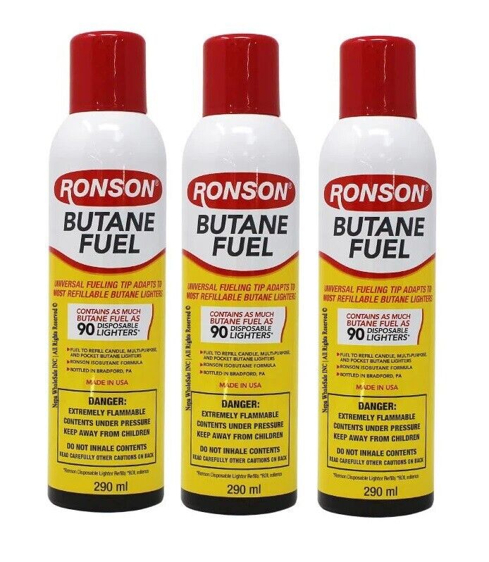 3X Ronson Multipurpose Lighter Refill Butane Fuel 290 mL
