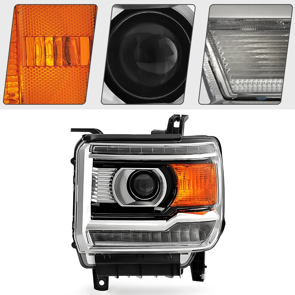Halogen w/ LED DRL Projector Headlight For 2015-2019 GMC Sierra 2500 Driver Side Foto 4 de 4