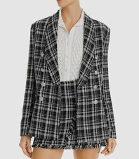 Aqua Women's Black White Plaid Tweed 