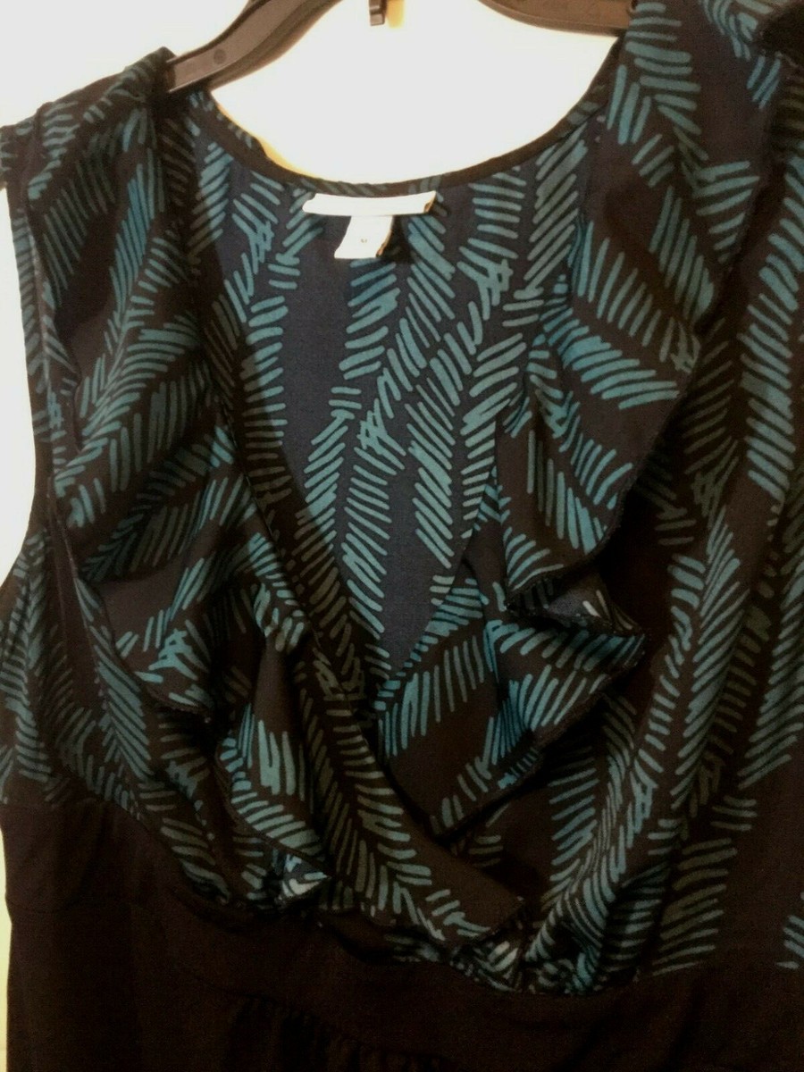 Robe De Maternité Liz Lange Taille M - Noire Et Verte à Volants - Sans Manches Longueur Midi - Occasion Très Bon état