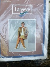 VTG Queen Size Pantyhose Largesse XX LARGE NIP Eggshell 100 Nylon 275-345 LBS