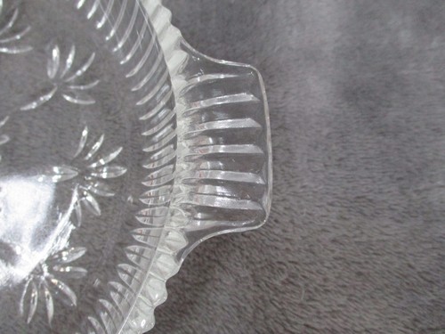 Candy Dish With Handle Clear Glass Pineapple Pattern Ribbed Edge 5" Round 2 Pcs - Picture 8 of 11