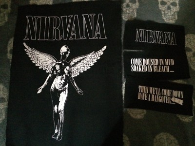 Nirvana In Utero Engel Komm wie du bist schwarz Canvas Patch Grunge dummer Kater