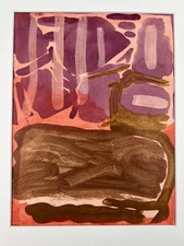 Modernist Abstract Watercolor Painting Art 14x11” Matted Outsider Art Original