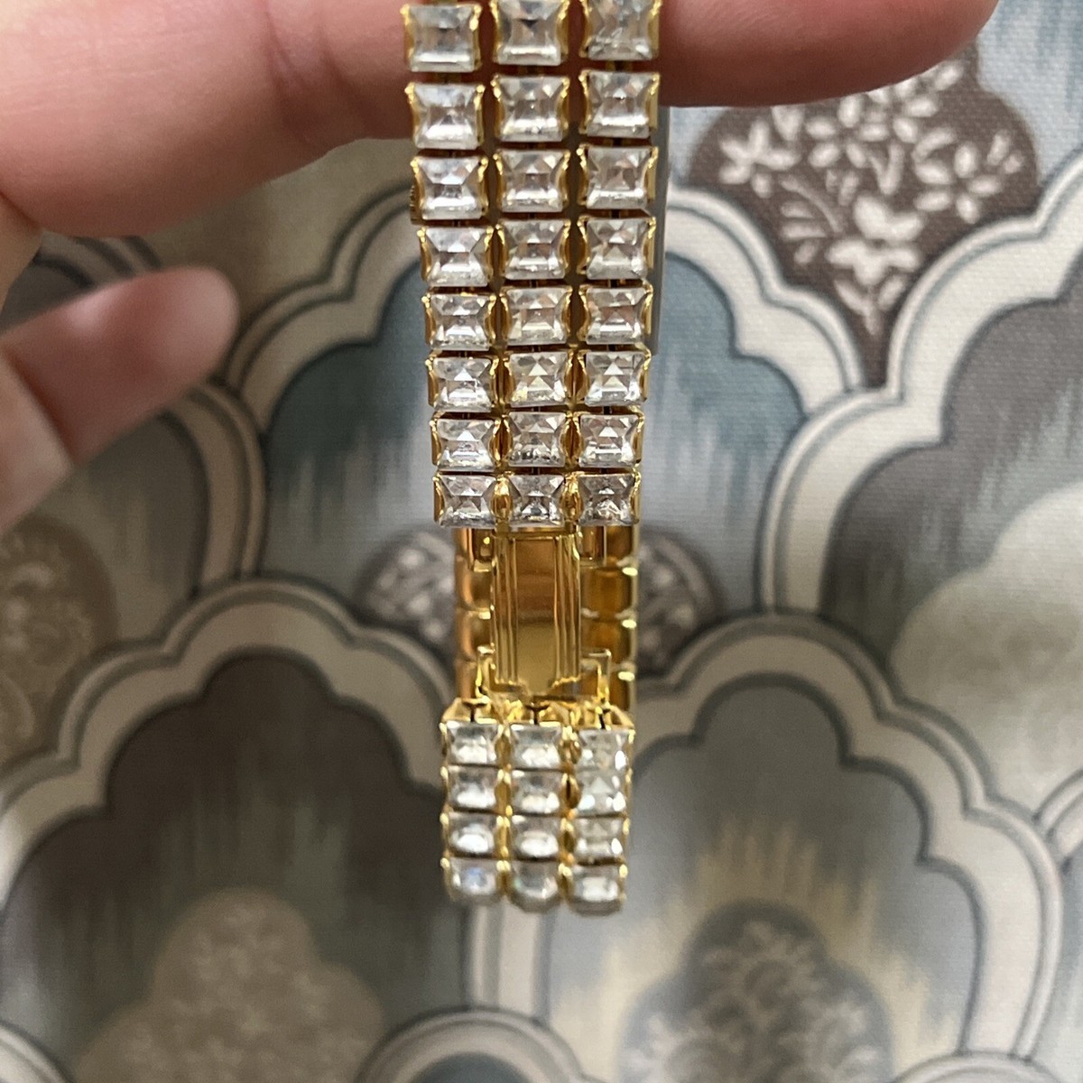 Vintage Kenneth Jay Lane Rhinestone Gold Crystal Watch Bracelet Vintage Retired Kenneth Jay Lane Rhinestone Jewelry Crystal  main image 2