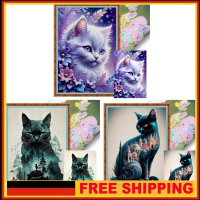 Full Embroidery Eco-cotton Thread 11CT Printed Cat Cross Stitch Kit Art 40x60cm