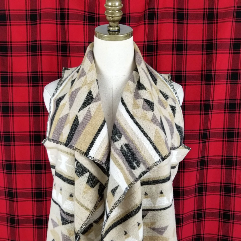 Cripple Creek Women's Open Southwestern Blanket Vest Jacket Size S Ruffle Front - Image 4 of 4