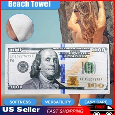 US USA 100 HUNDRED DOLLAR BILL BEACH BATH TOWEL $100 MONEY  70 X 140 NEW