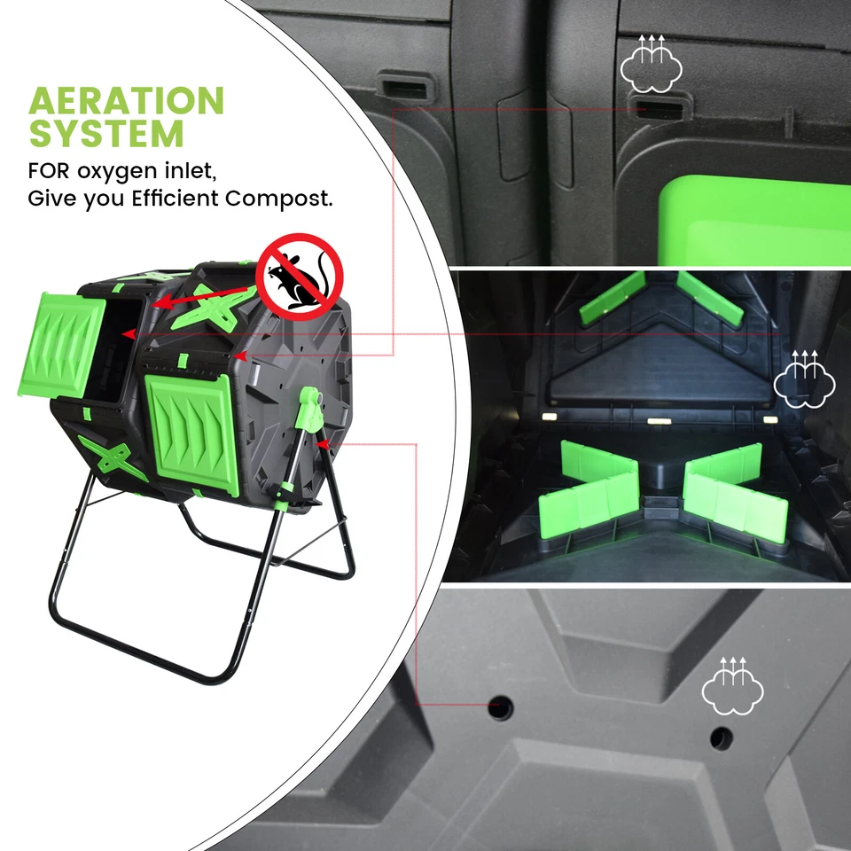SQUEEZE master 大型双室堆肥箱不倒翁户外花园 — 第 4/4 张图片