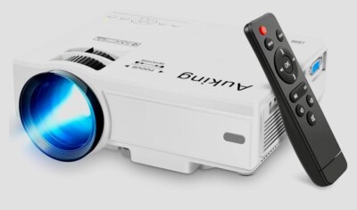 AuKing Projector, 2025 Upgraded Mini Projector, Full HD 1080P Home Theater Video