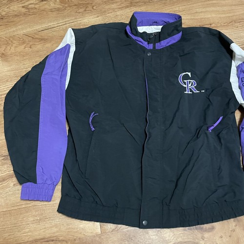 Colorado Rockies Baseball Black Purple Jacket Men Size Large Starter Vintage MLB - Picture 4 of 8