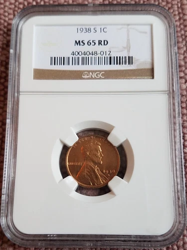 1938 S 1c Lincoln Wheat One Cent NGC MS65RD