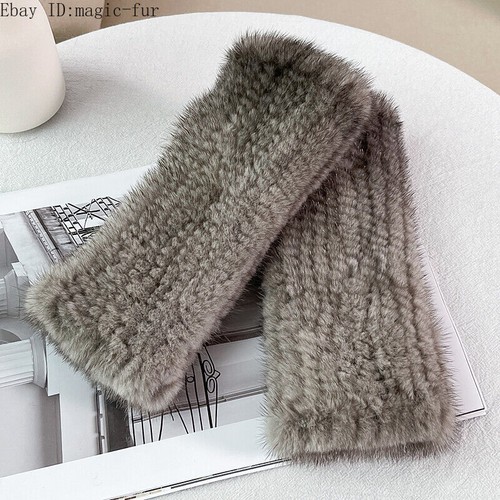 20cm/8" Female Fingerless Real Mink Fur Gloves Knit Wrist Mittens Sleeves Cuffs - Picture 22 of 22