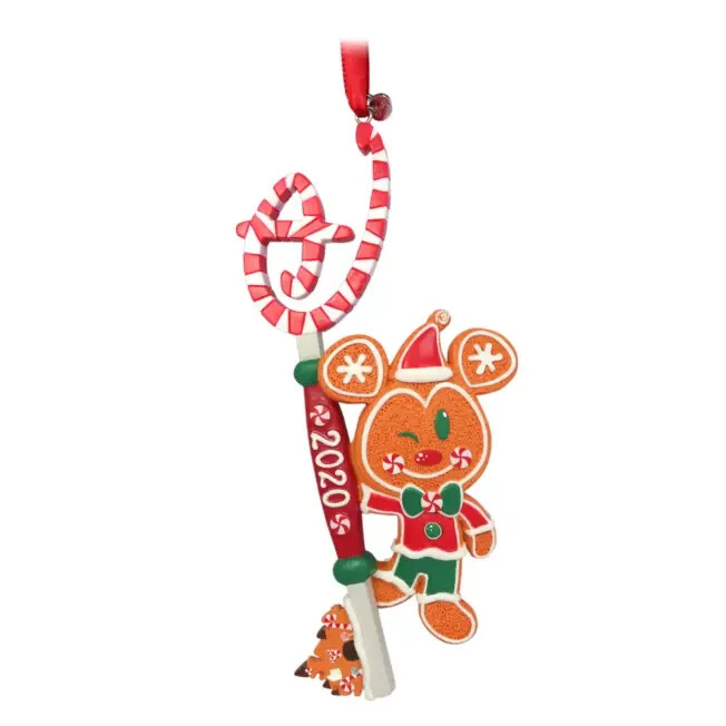 Disney Store Mickey Mouse Gingerbread Man Hanging Ornament Ceremony key