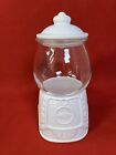 Glass Gumball Machine Candy Jar Canister with Lid - White - Decor party retro