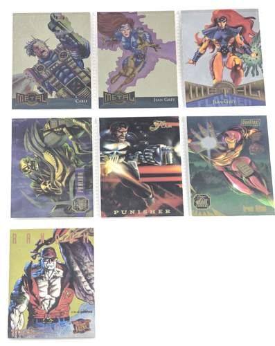 7 Marvel Card Lot CHASE VINTAGE Foil Blaster Flasher DuoBlast Gold Iron Man NICE