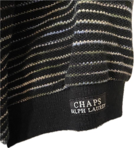 Chaps Ralph Lauren size XL black striped Polo 100% cotton short sleeve - Picture 3 of 7