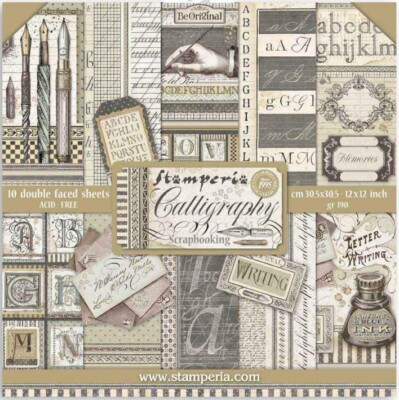 STAMPERIA-1 SET Scrapbooking Papier-doppelseitig-30,5cm-Calligraphie-SBBL79