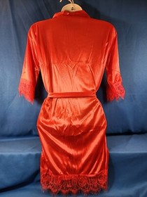 Satin Silk Women's Bridal Short Lace Up Kimono Robe Sleepwear Sexy Lady Wedding 