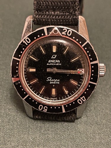 Vintage Enicar Sherpa Divette Taucheruhr Seapearl 600 selten Super Kompressor
