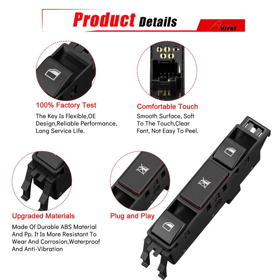 NUEVO Interruptor de ventana eléctrica del lado del conductor para BMW 320i 323i 325i 328i 330i 61316902184 Foto 4 de 4