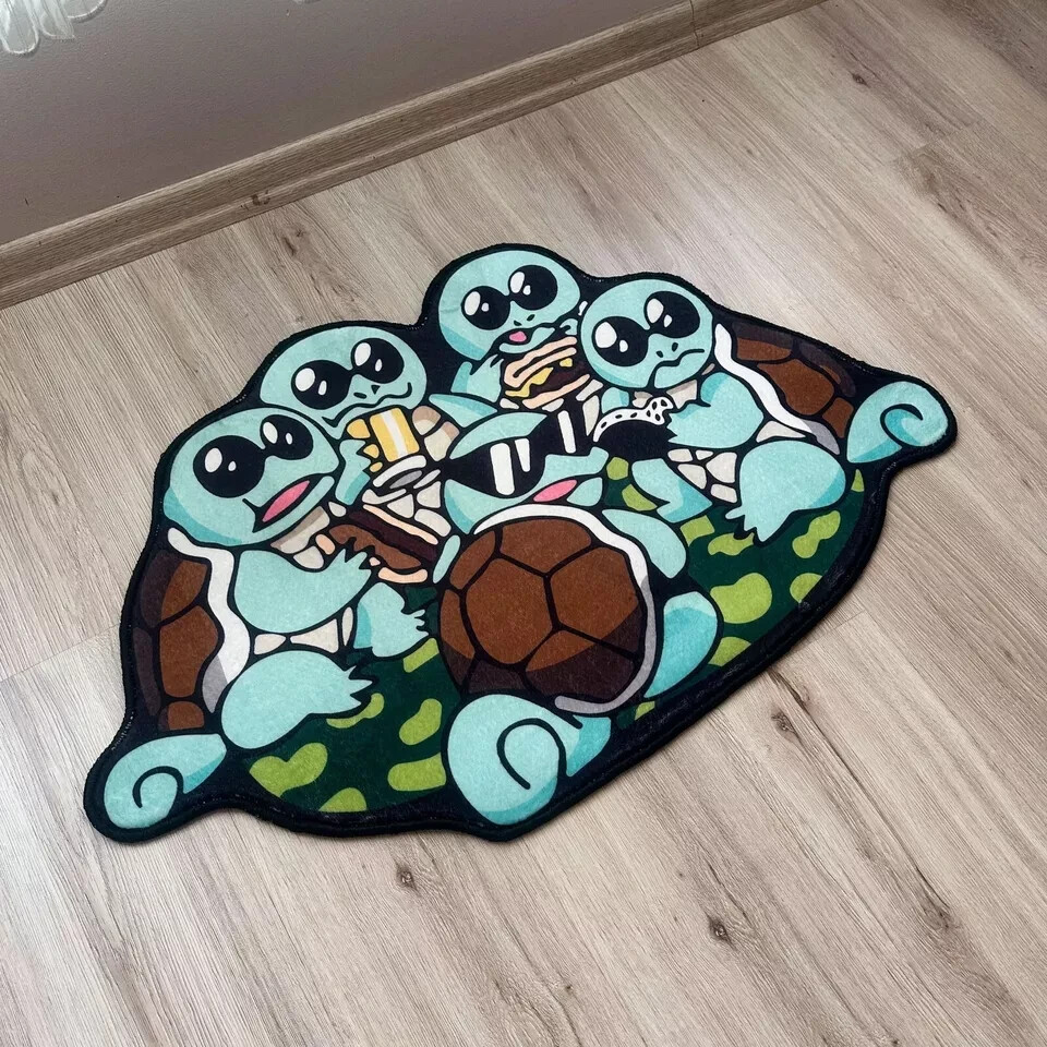 ラグ・カーペット SQUIRTLE SQUAD TUFTED RUG Tufting Squirtle Rug, Handmade Rug, Anime Tufted Carpet