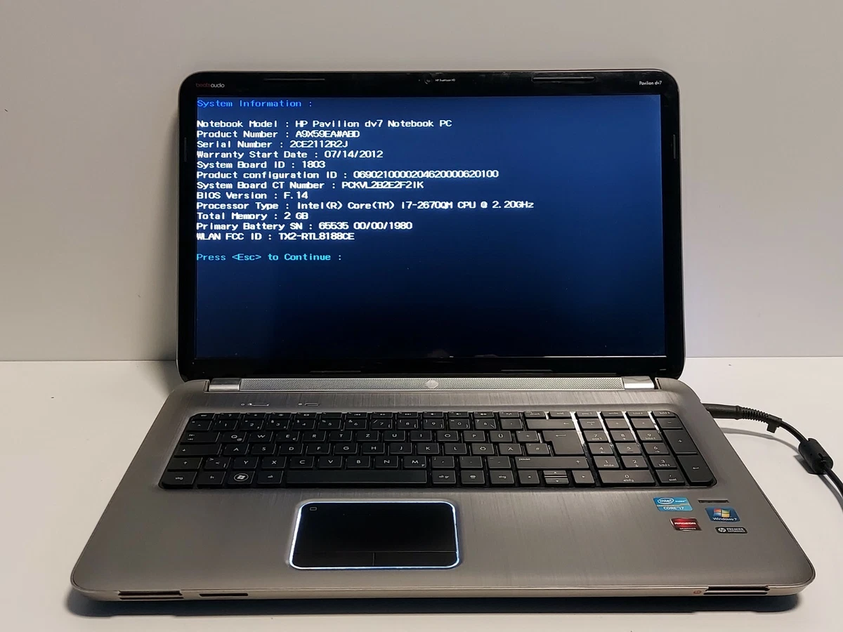 HP Pavilion dv7 6c04eg i7 2gen FAULTY SPARE PARTS SEE DESCRIPTION 925