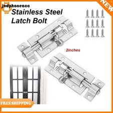 2"  Silver 2-Piece Stainless Steel Sliding Bolts Lock for Gates Windows Drawers