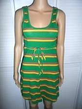 Cute Urban Outfitters size XS green stripe sleeveless belted dress women NWOT