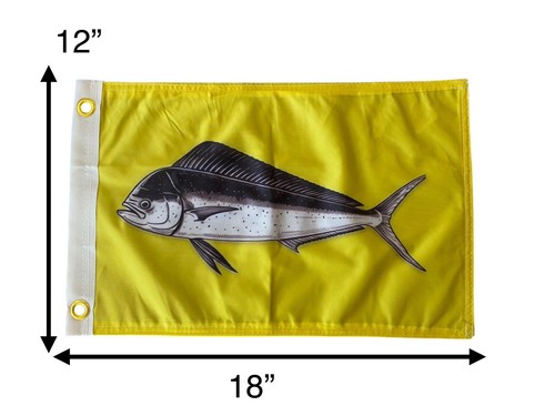 (5-Pack) Mahi-Mahi Catch Flags 12x18 Inch Fisherman Catch Flags Boat Accessory - Picture 3 of 5