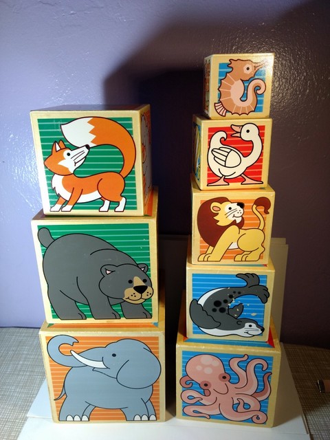 wooden animal nesting blocks