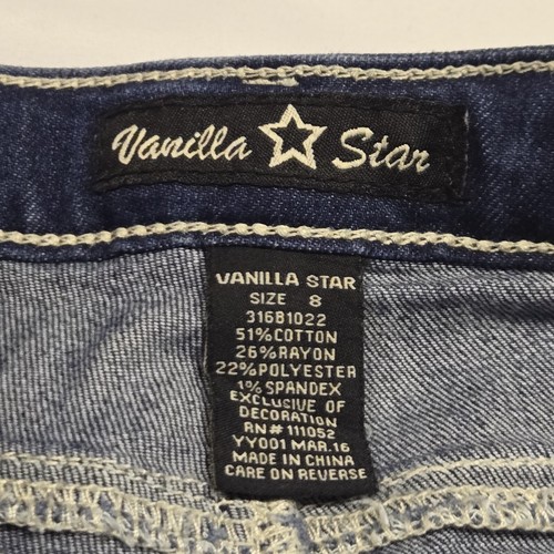 Jr. Girls Capri Jeans Sz 8 Vanilla Star Adjustable Waist Embroidery Cuffed Hem - Picture 4 of 7